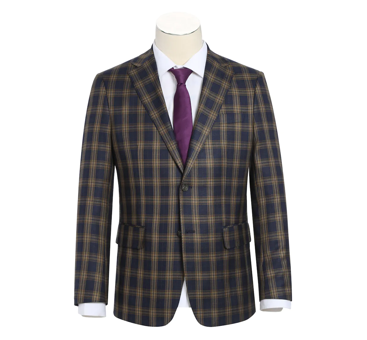 Blue with Amber Check Slim Fit Suit