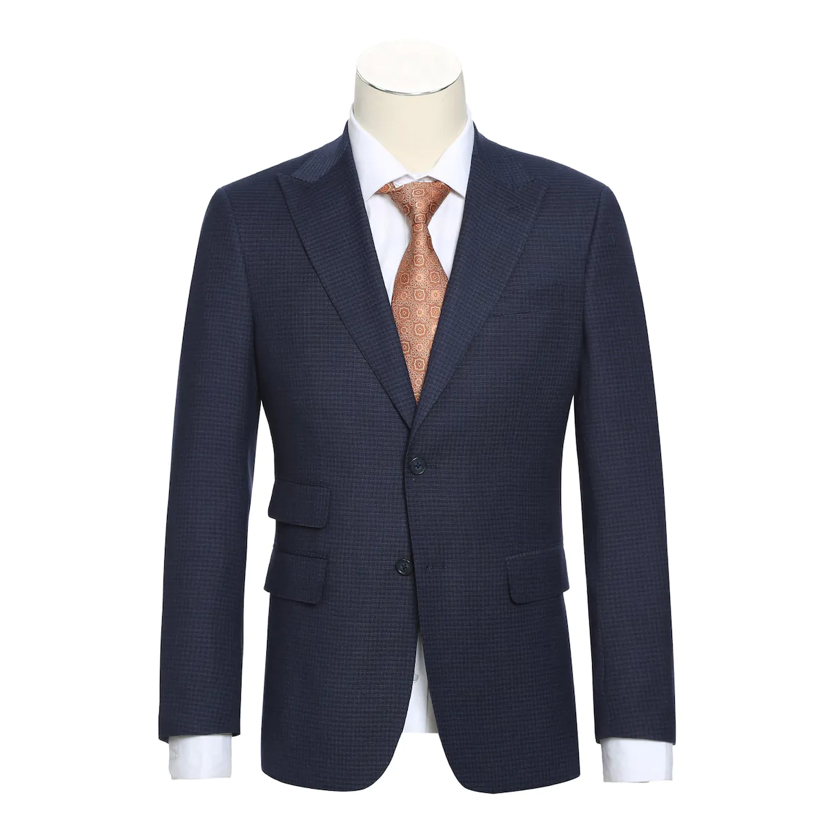 3-Piece Marine Blue Suit with Peak Lapel
