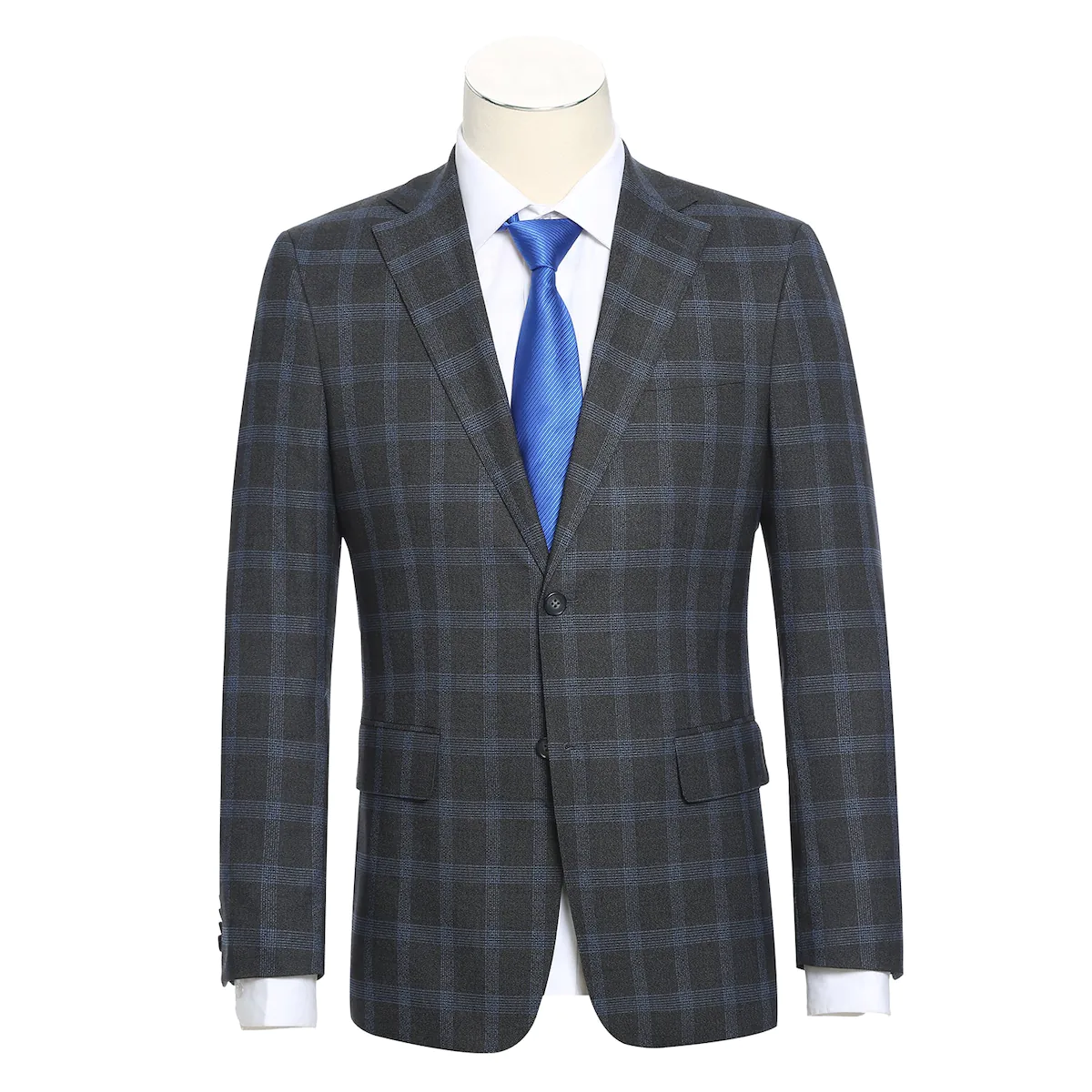 Charcoal with Blue Check Notch Suit