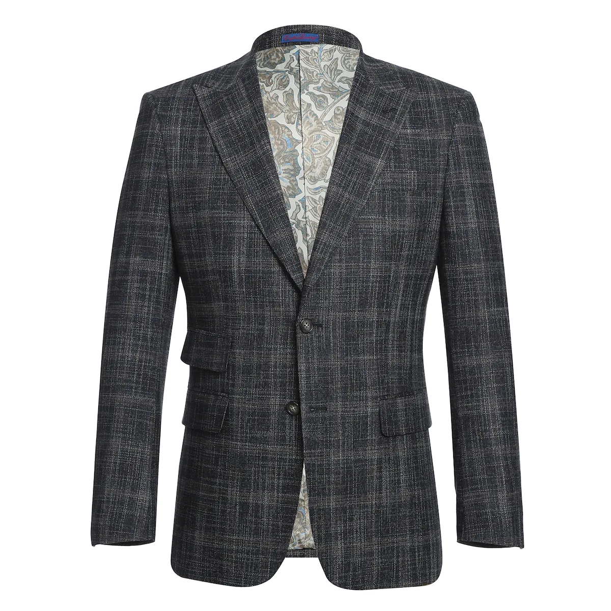 3-Piece Black Check Peak Suit