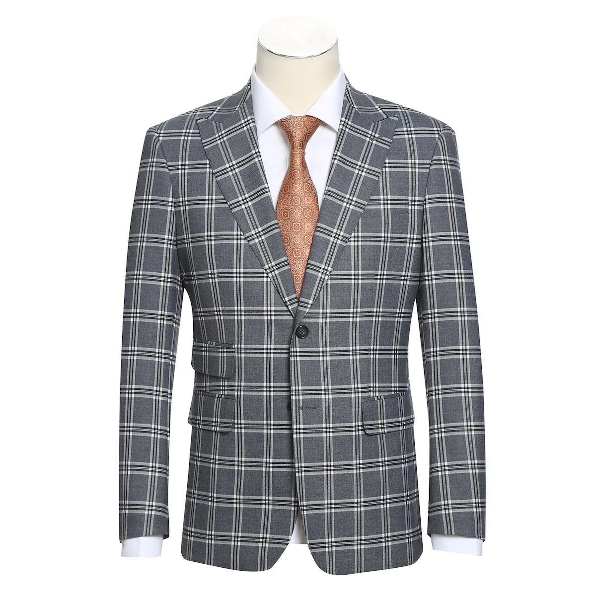 Dimgray with White Check Peak Suit