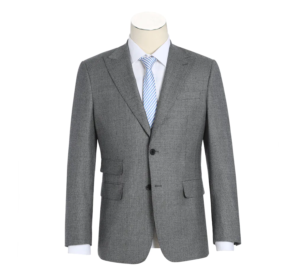 Single Breasted Gray Slim Fit Wool Suit