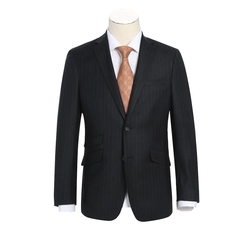Charcoal with Burgundy Stripe Wool Suit