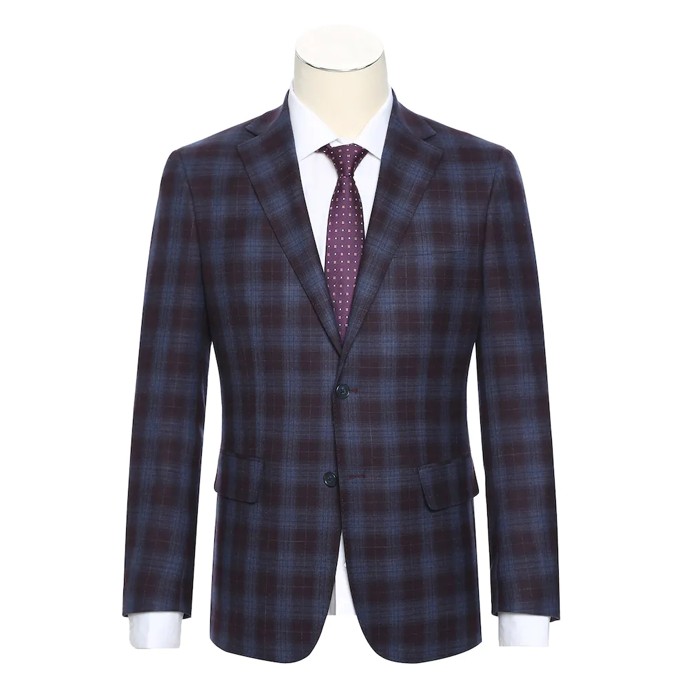 Blue with Black Check Wool Suit
