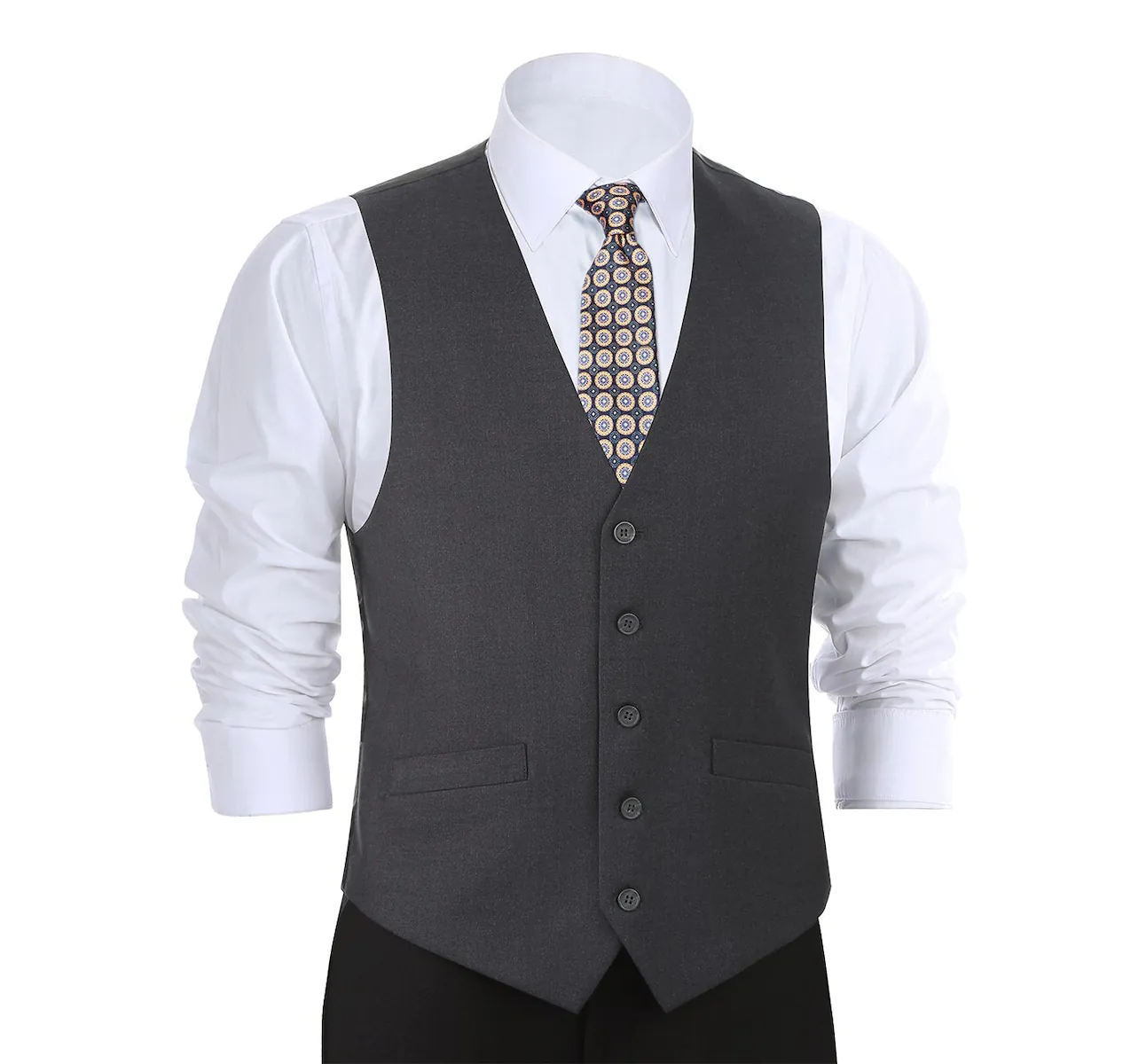 Men's Button Formal Suit Vest Regular Fit Suit Waistcoat