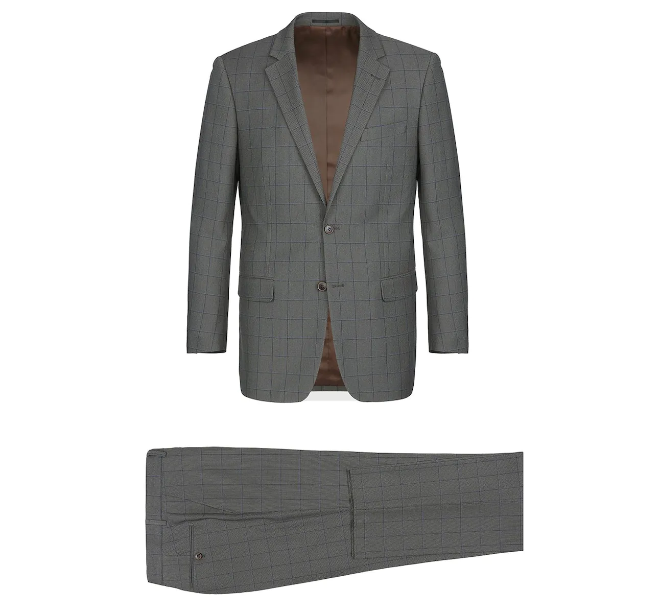 Men's Two Piece Classic Fit Windowpane Check Dress Suit