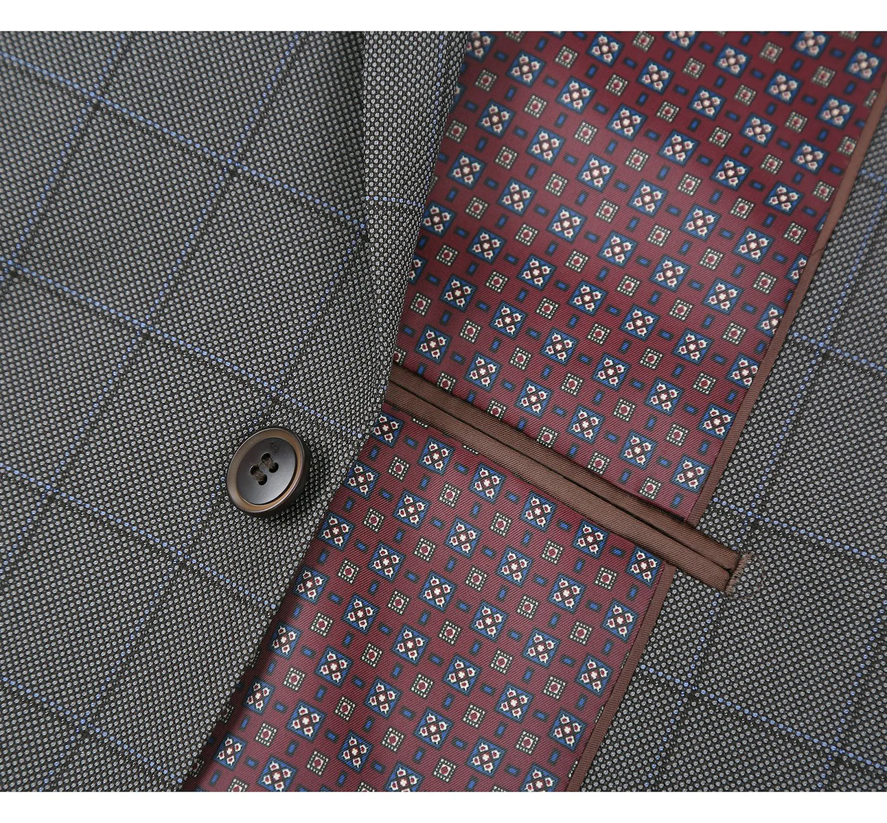 Men's Two Piece Classic Fit Windowpane Check Dress Suit