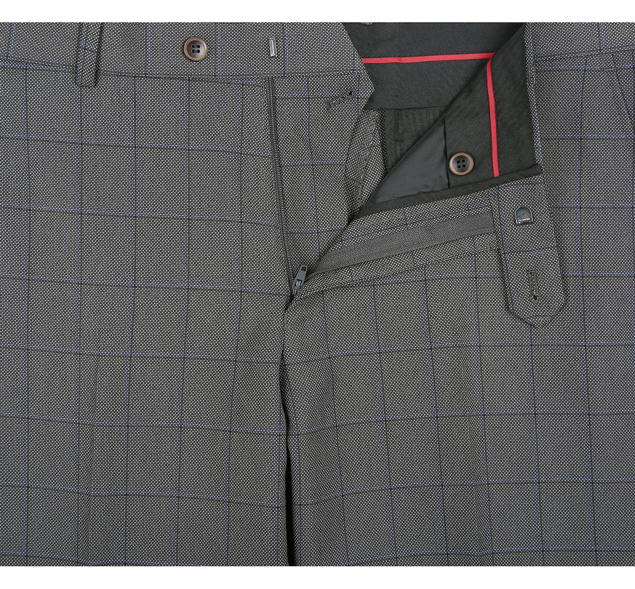 Men's Two Piece Classic Fit Windowpane Check Dress Suit