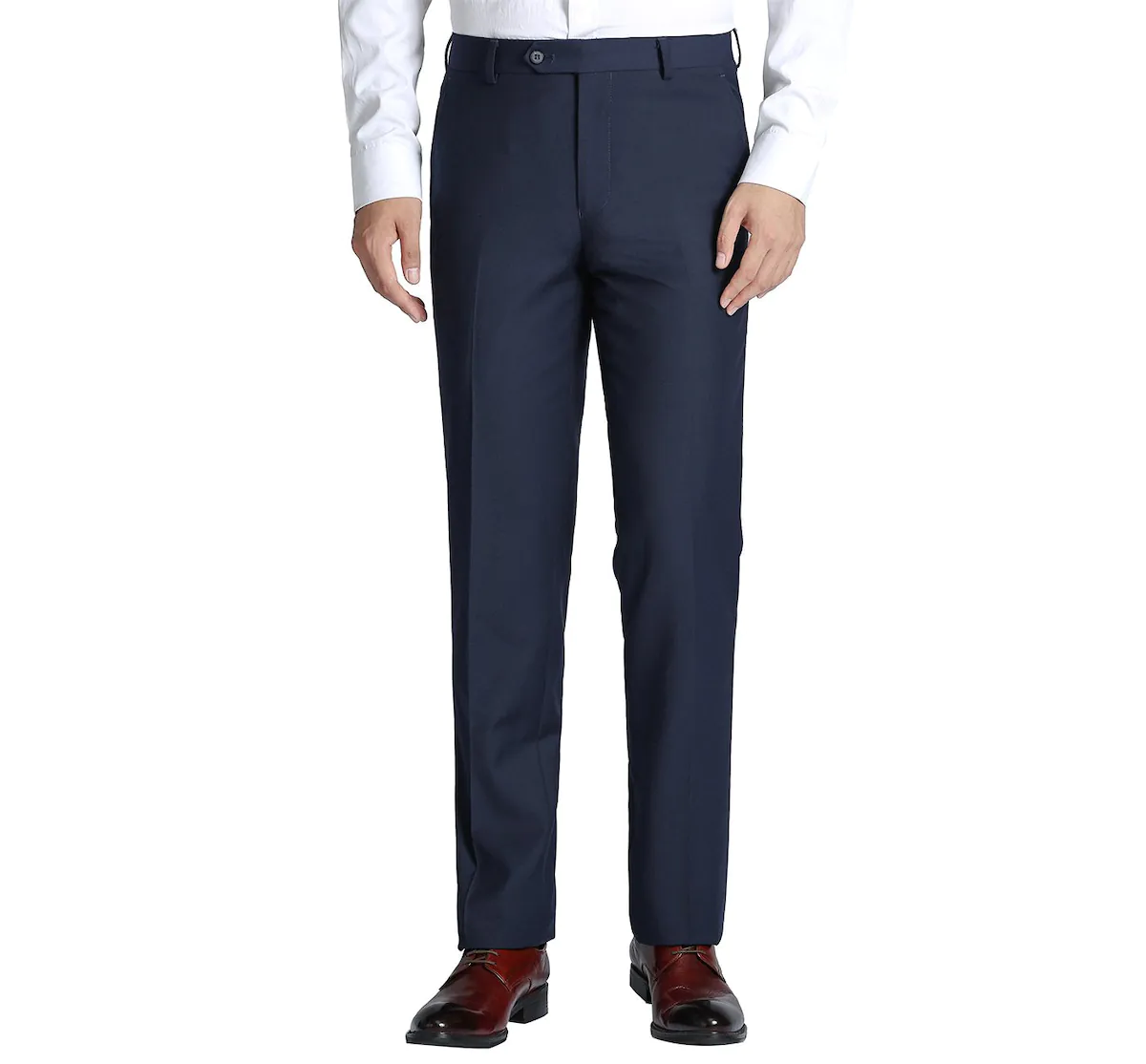 Men's Regular Fit Flat Front Wool Suit Pant