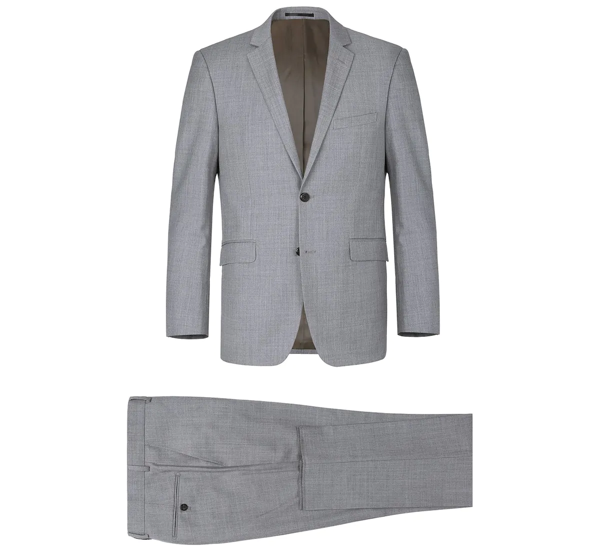 Men's Grey 2-Piece Notch Lapel Wool Suit