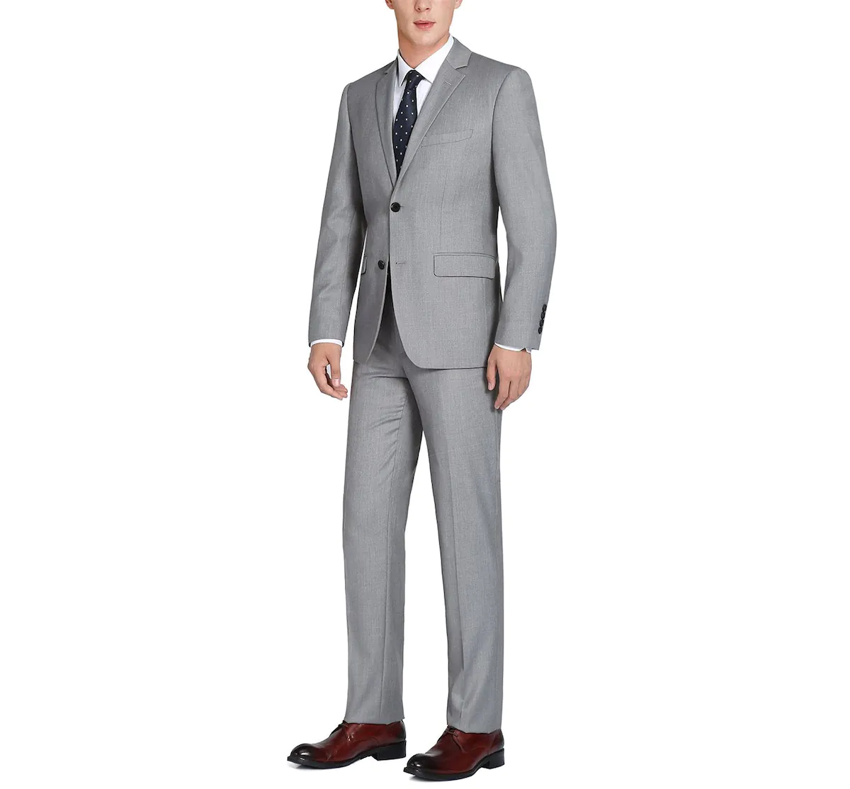 Men's Grey 2-Piece Notch Lapel Wool Suit