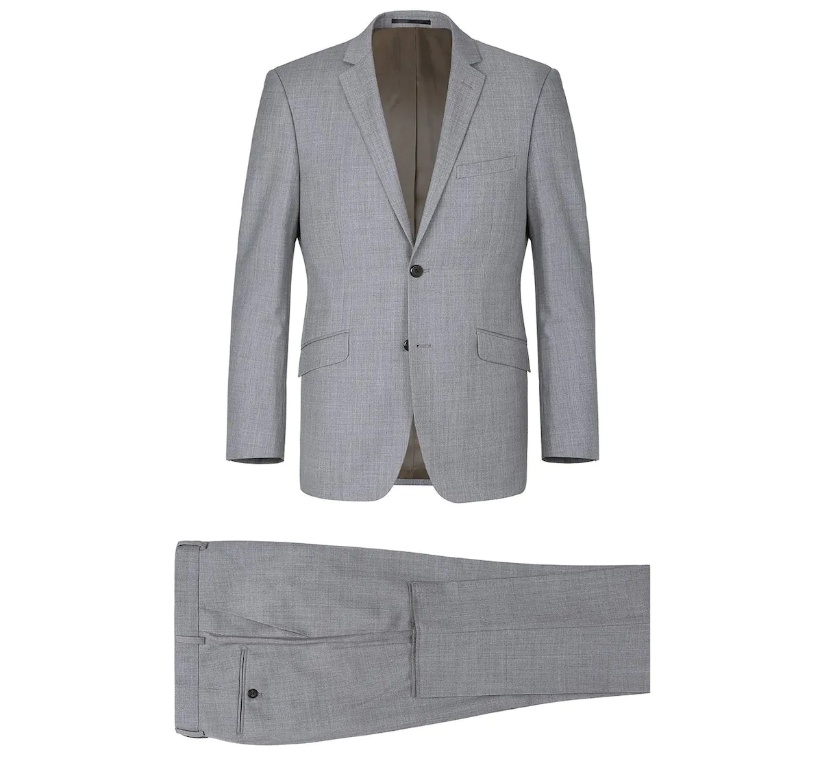 Men's Grey 2-Piece Notch Lapel Wool Suit