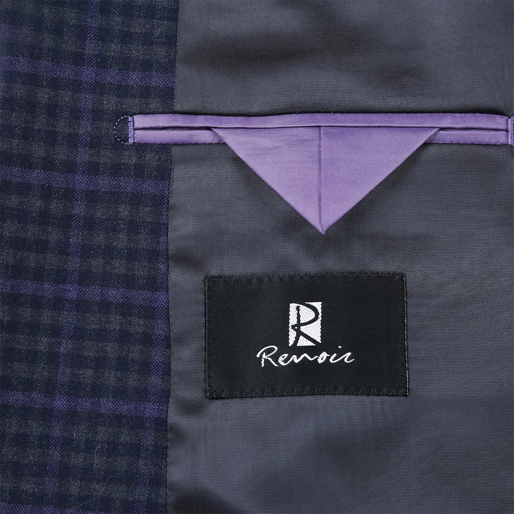 Men's Slim Fit Wool Stretch Checked Suits