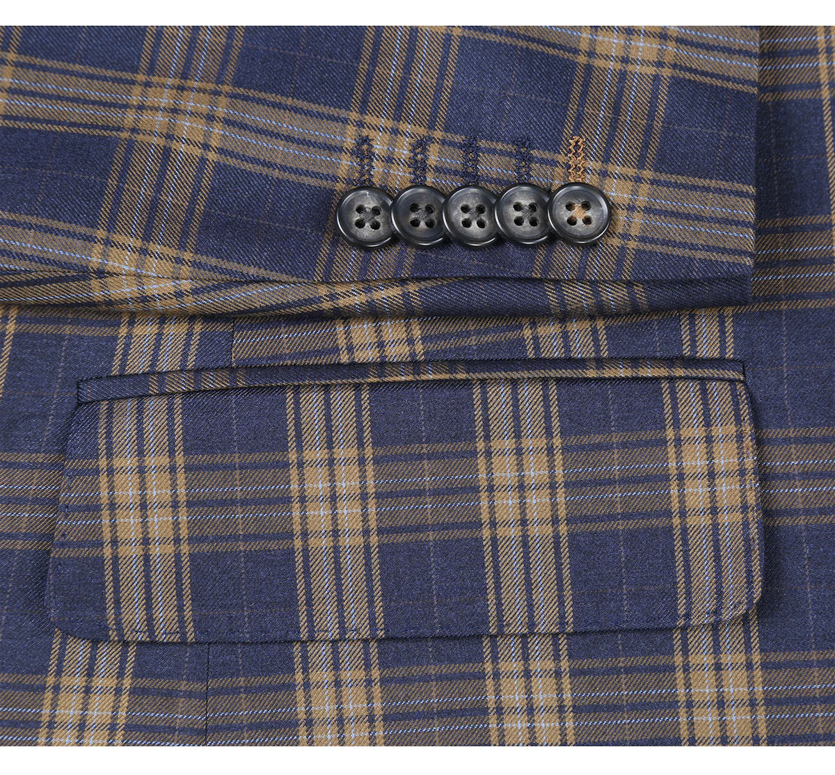 Blue with Amber Check Slim Fit Suit