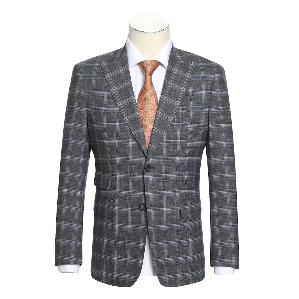 Gray with White Blue Check Peak Suit