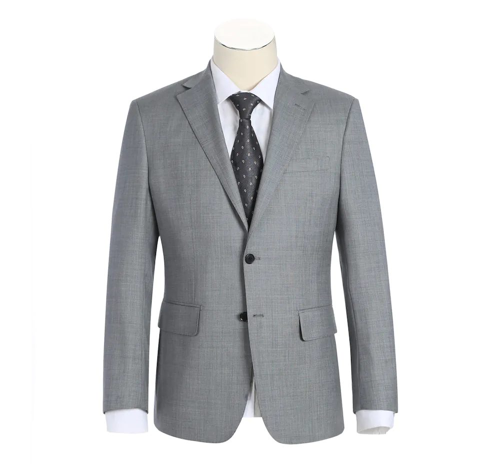 Gray Twill 2 Btton Wool Suit