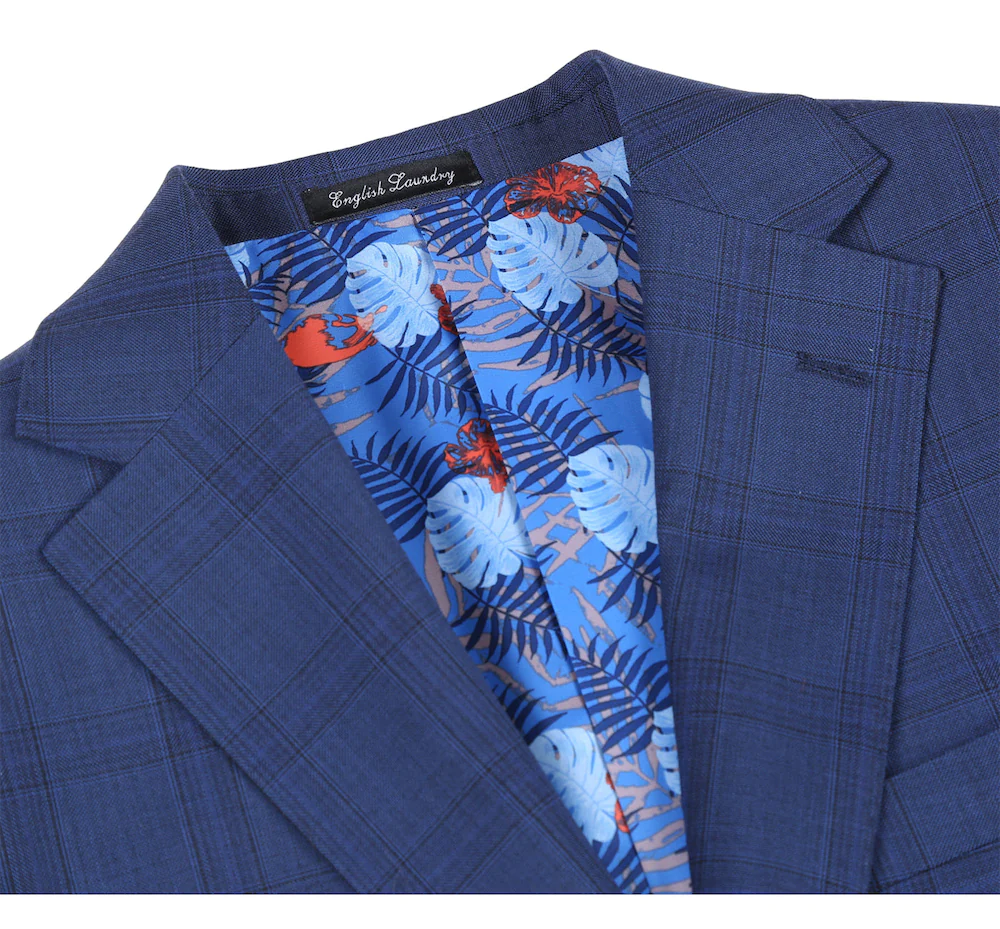 Midnight Blue Check Wool Blend Suit