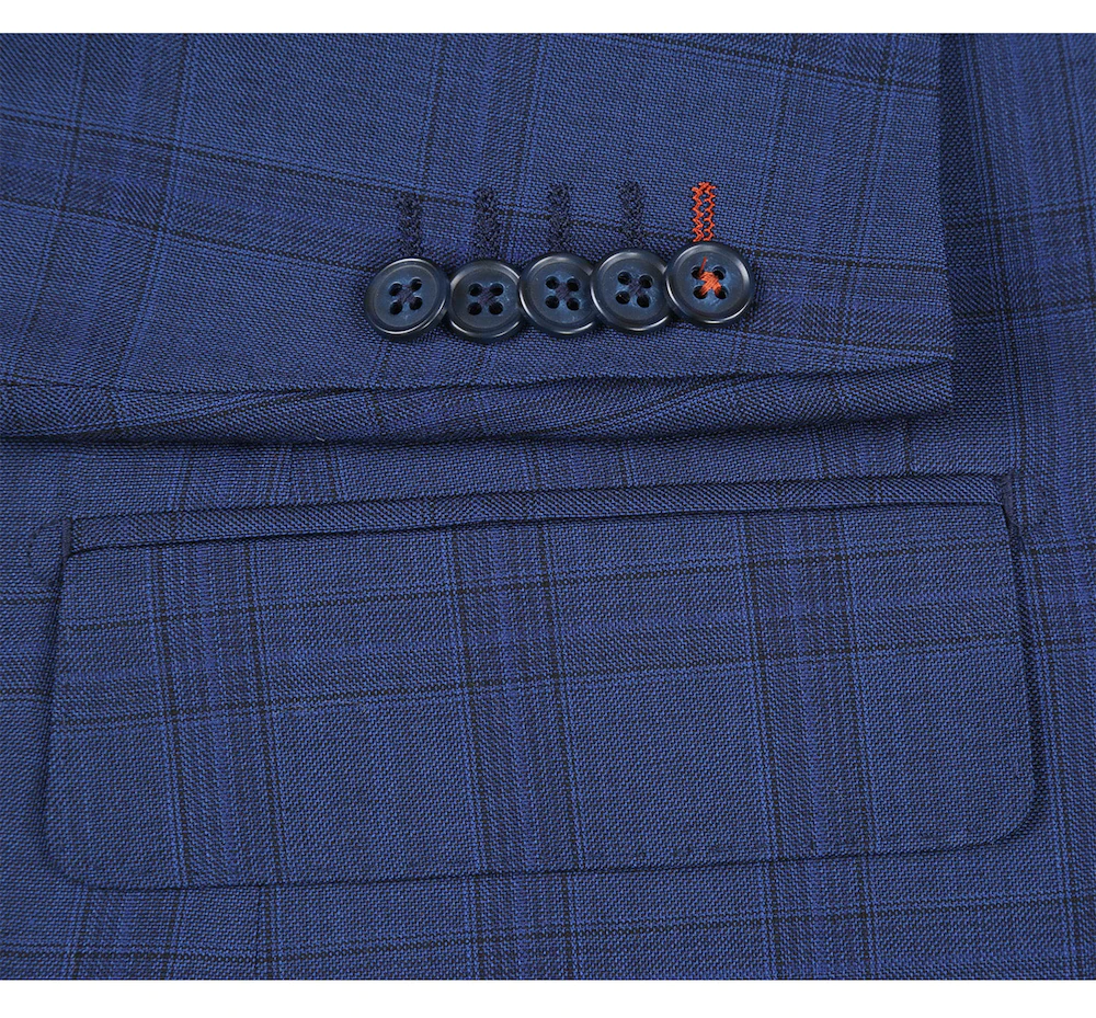 Midnight Blue Check Wool Blend Suit
