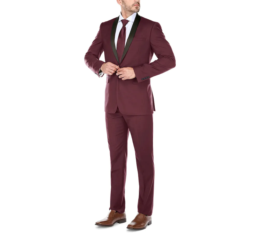 Men's Slim Fit 2-Piece Shawl Lapel Tuxedo Suit